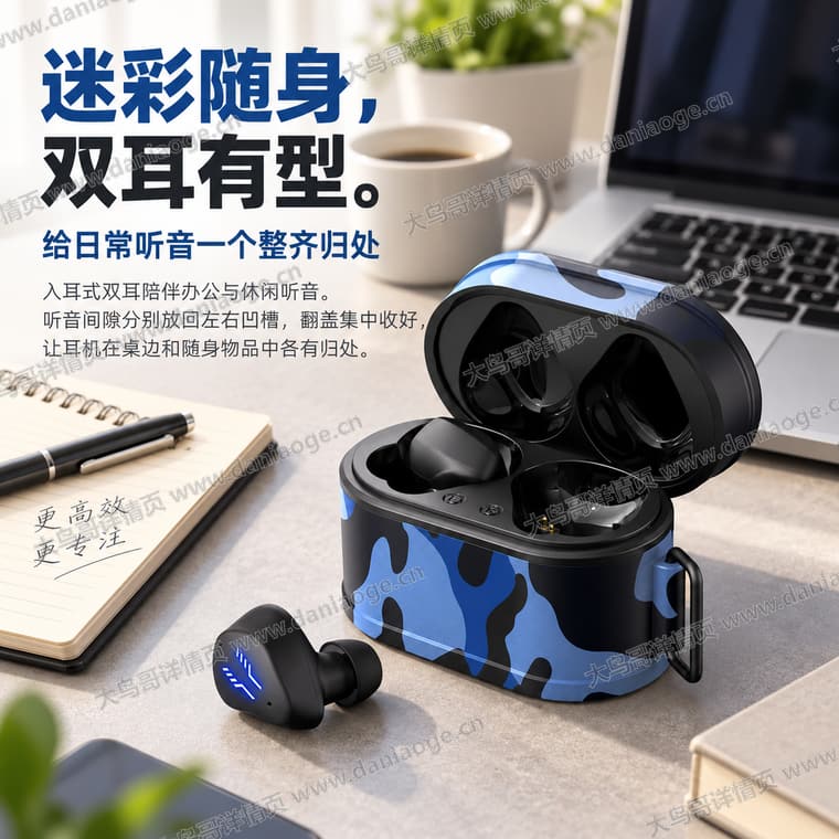 迷彩蓝牙耳机电商详情页交付图第9张