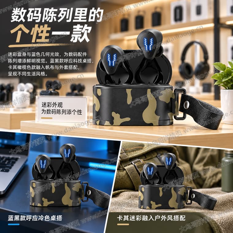 迷彩蓝牙耳机电商详情页交付图第18张