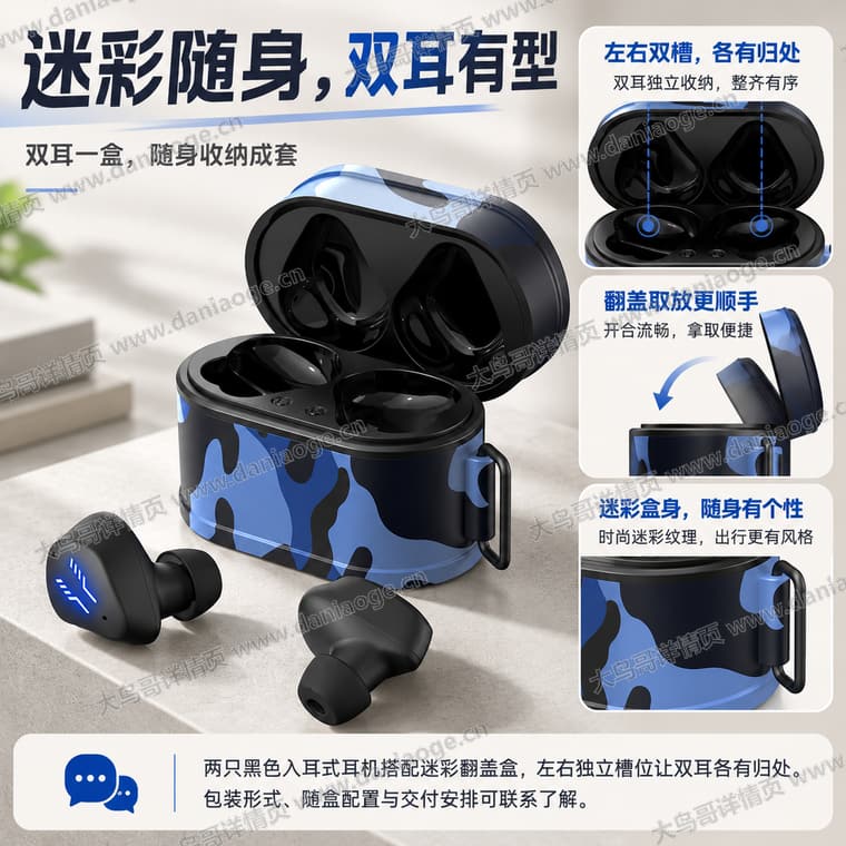 迷彩蓝牙耳机电商详情页交付图第21张