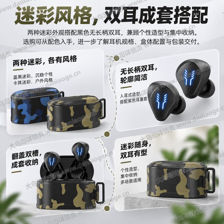 迷彩蓝牙耳机电商详情页交付图第24张