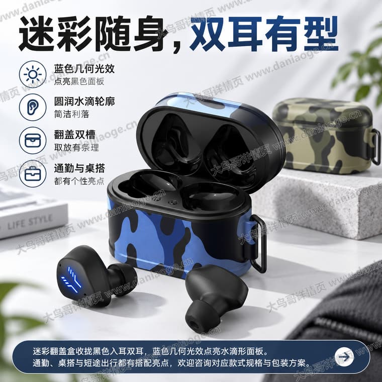 迷彩蓝牙耳机电商详情页交付图第25张