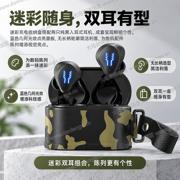迷彩蓝牙耳机电商详情页交付图第26张
