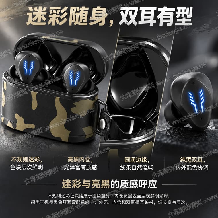 迷彩蓝牙耳机电商详情页交付图第30张