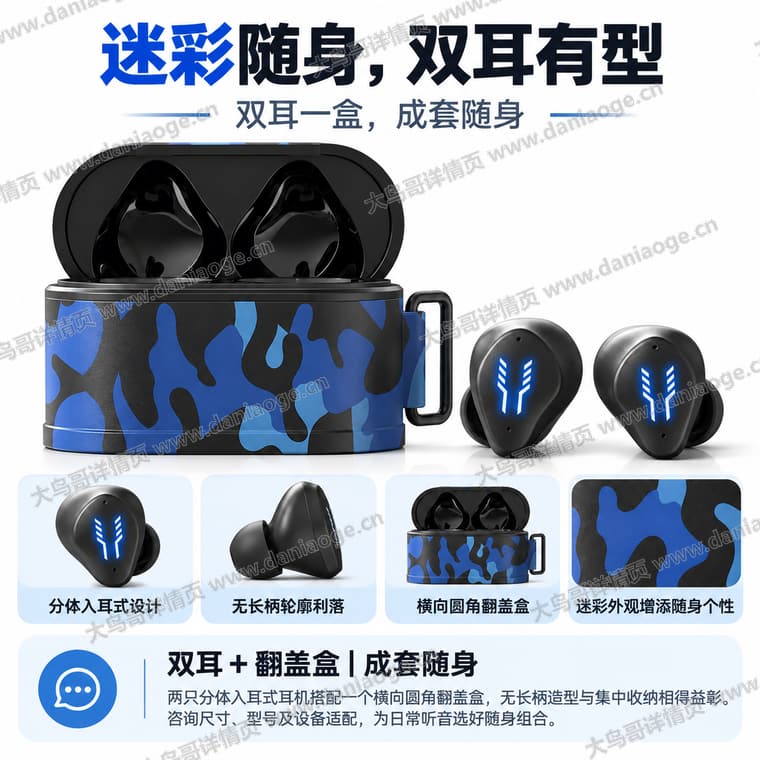 迷彩蓝牙耳机电商详情页交付图第35张