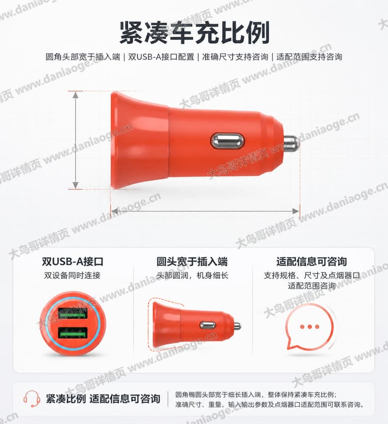 双 USB-A 车载充电器电商详情页交付图第15张