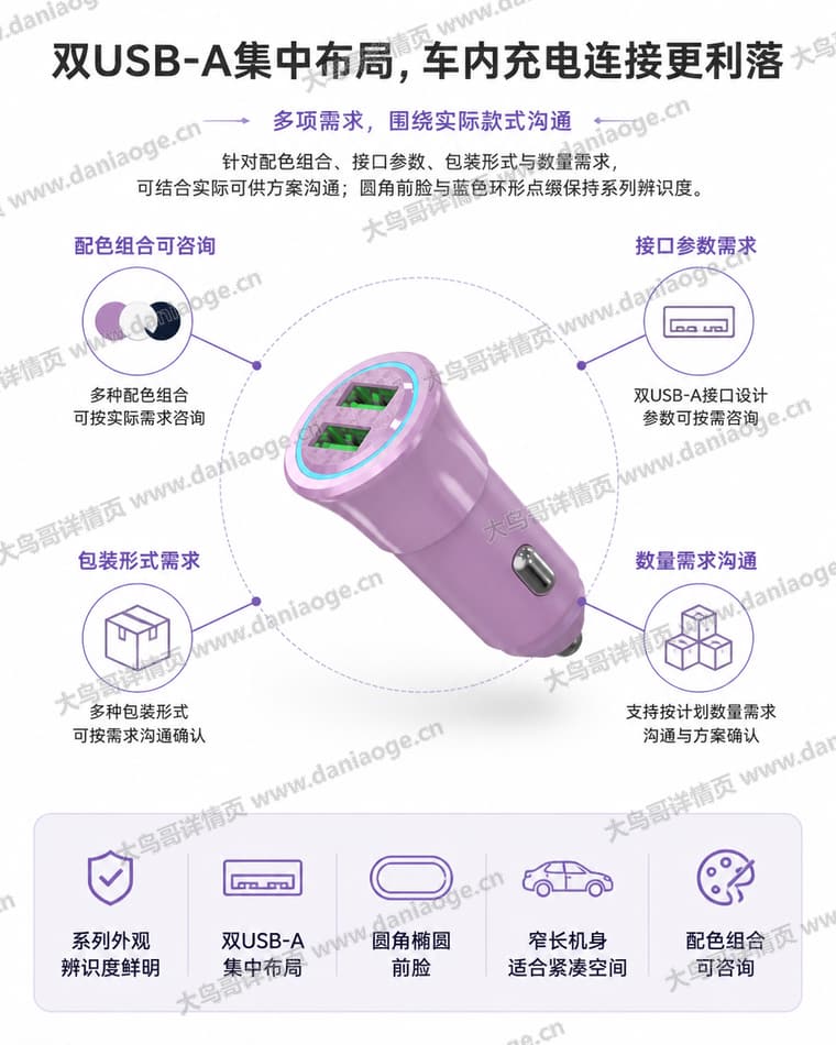 双 USB-A 车载充电器电商详情页交付图第23张