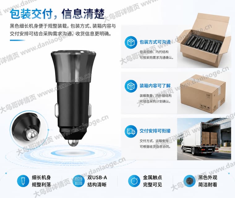 黑色双口车载充电器电商详情页交付图第21张