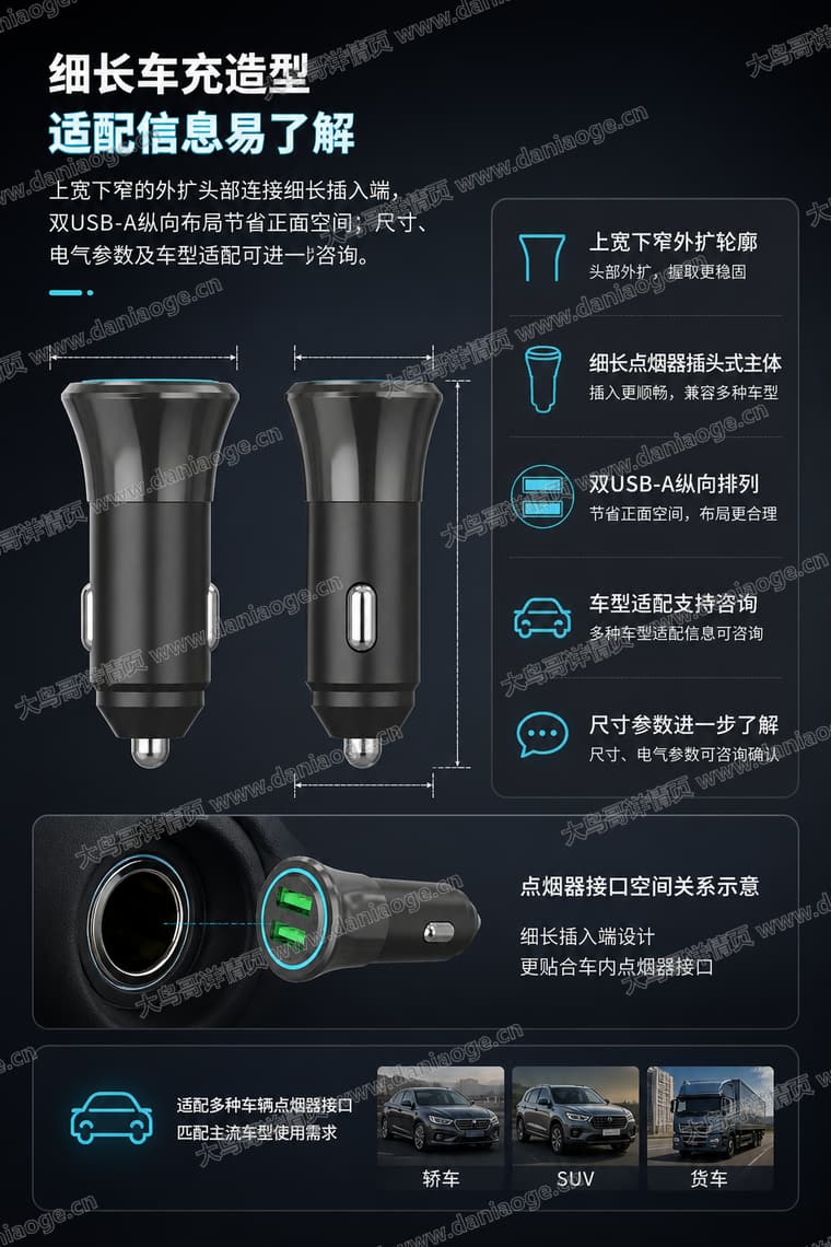 黑色双口车载充电器电商详情页交付图第35张