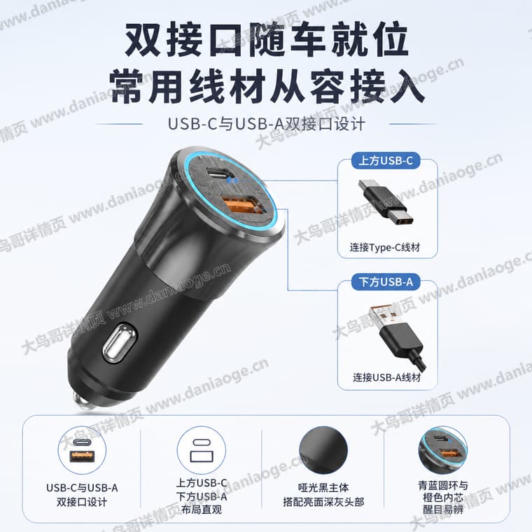 金属双口车载充电器电商详情页交付图第2张
