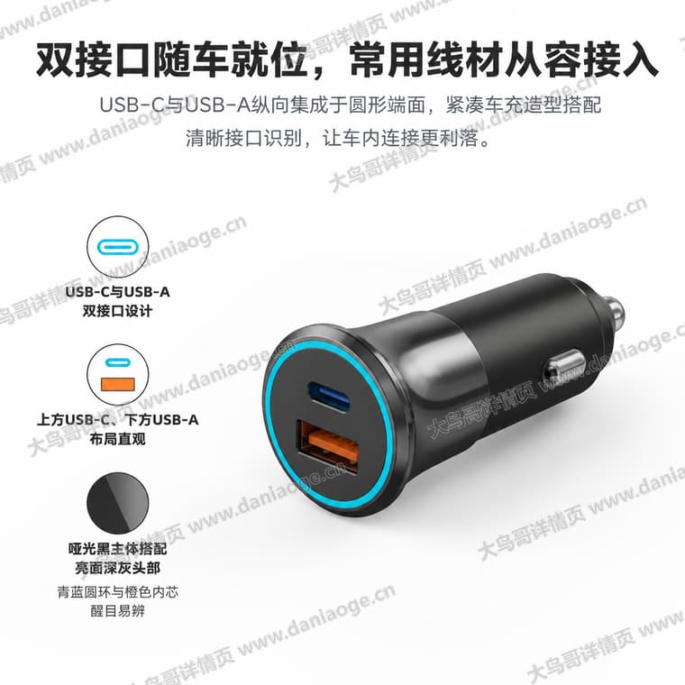 金属双口车载充电器电商详情页交付图第4张