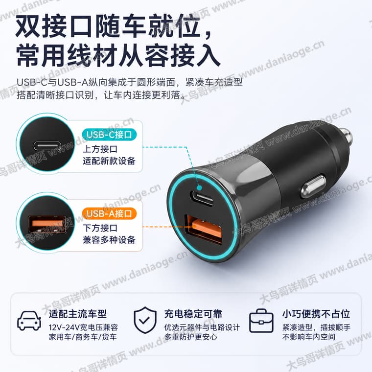 金属双口车载充电器电商详情页交付图第5张