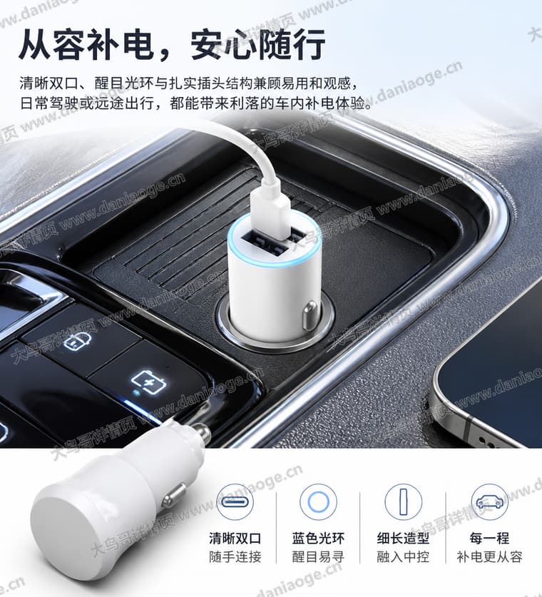 白色双口车载充电器电商详情页交付图第29张