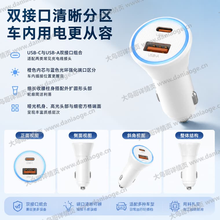 白色分区双口车充电商详情页交付图第2张