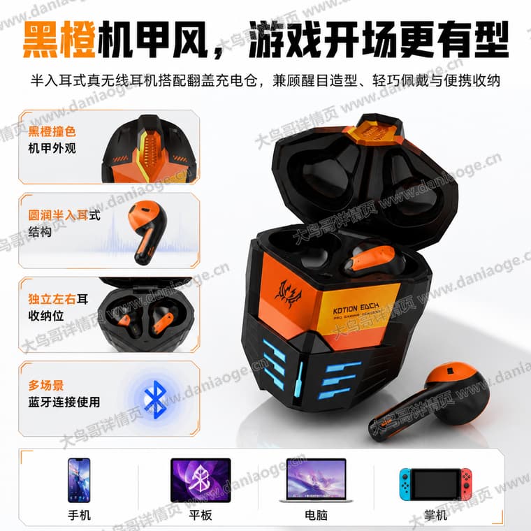机甲蓝牙耳机 · 方案1电商详情页交付图第3张