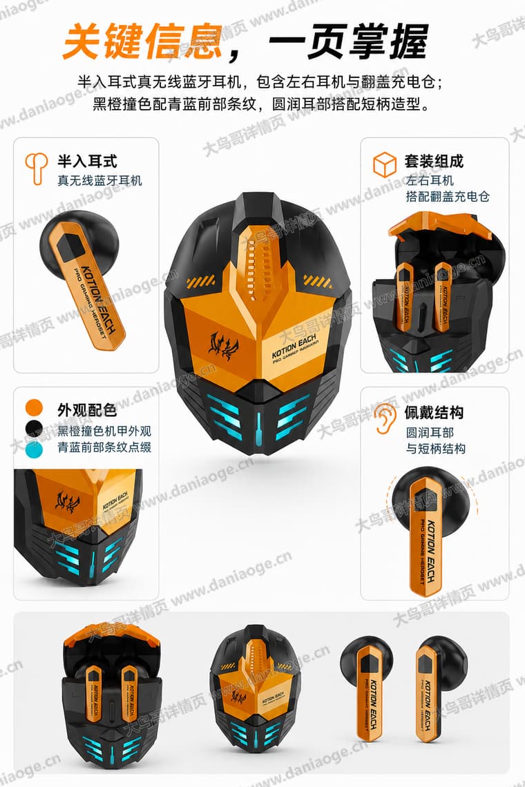机甲蓝牙耳机 · 方案1电商详情页交付图第11张