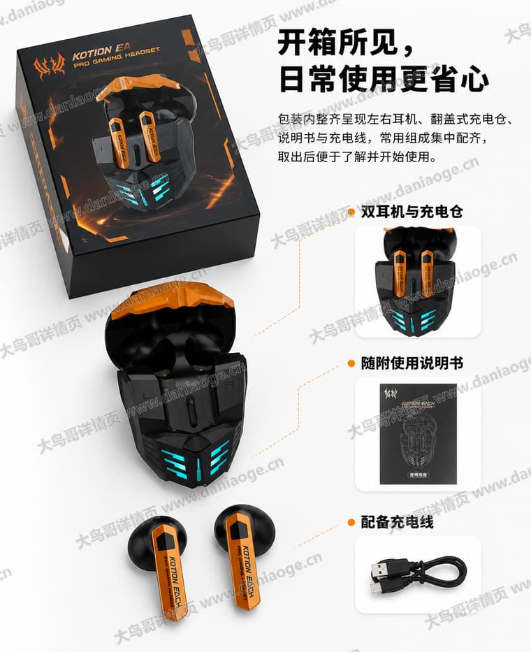 机甲蓝牙耳机 · 方案1电商详情页交付图第13张