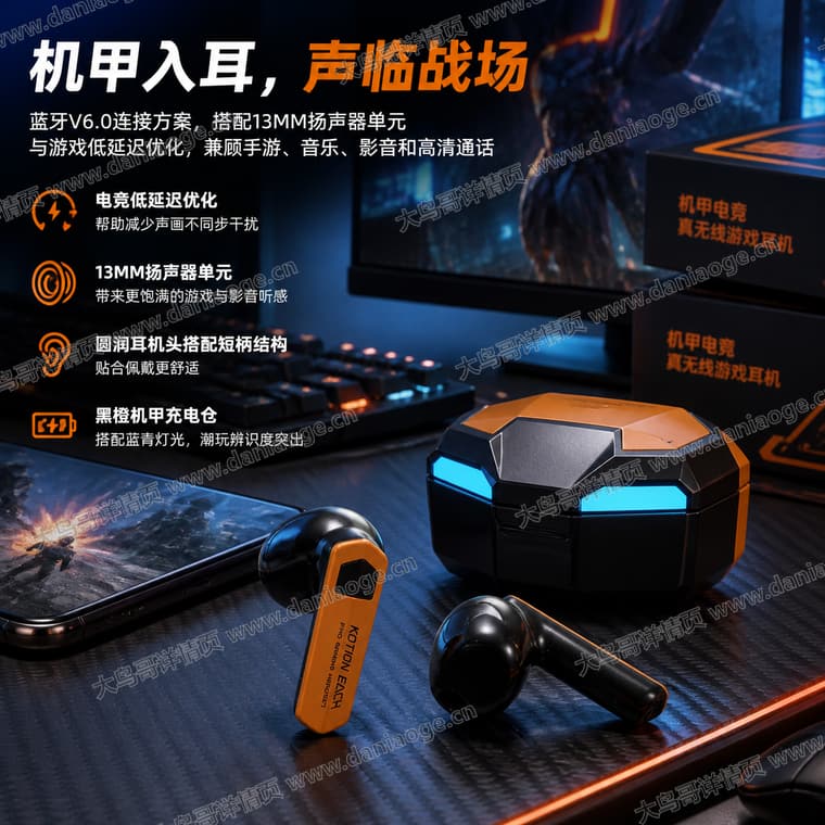 机甲蓝牙耳机 · 方案2电商详情页交付图第4张