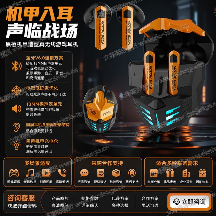 机甲蓝牙耳机 · 方案2电商详情页交付图第5张