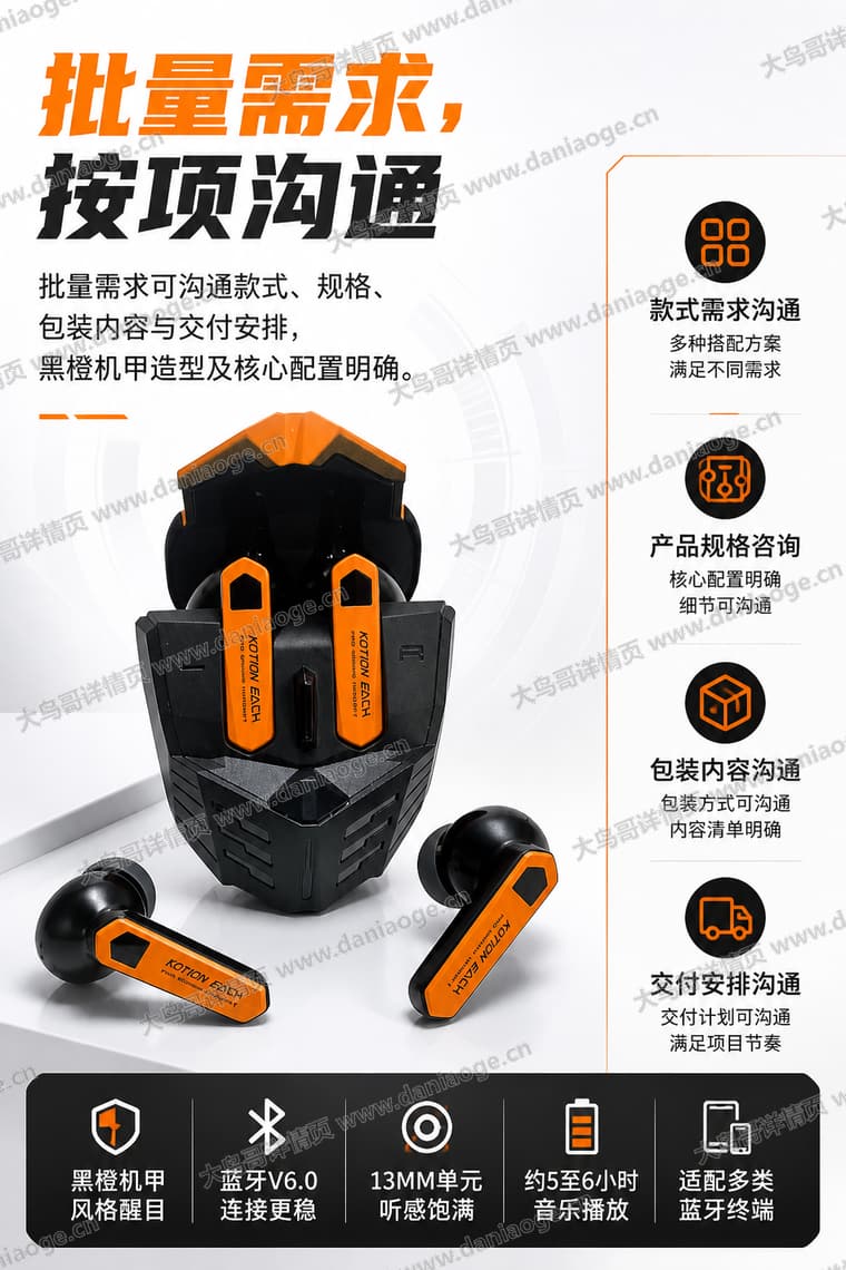 机甲蓝牙耳机 · 方案2电商详情页交付图第23张