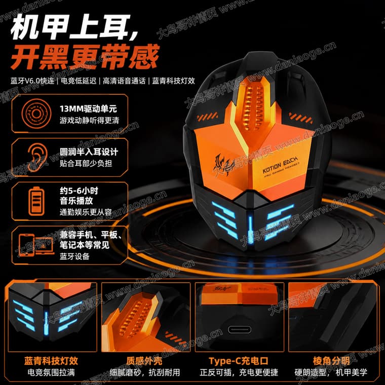 机甲蓝牙耳机 · 方案3电商详情页交付图第4张