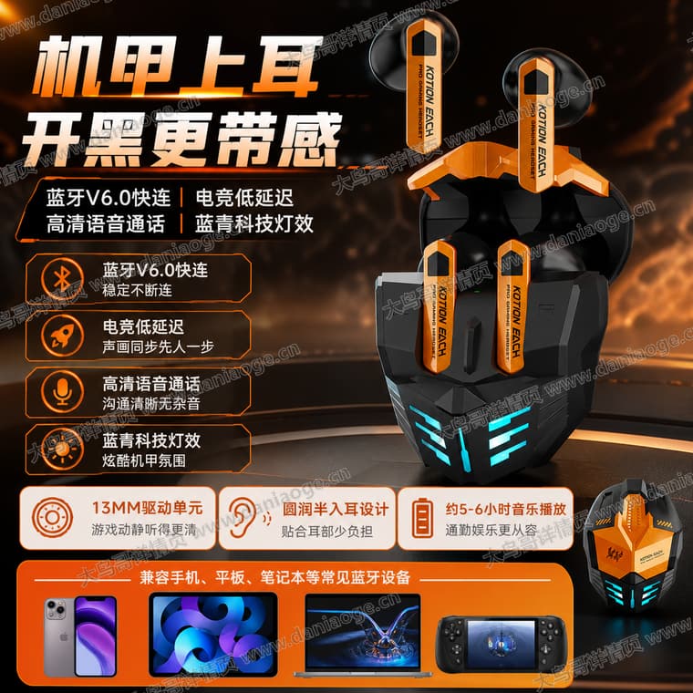 机甲蓝牙耳机 · 方案3电商详情页交付图第5张