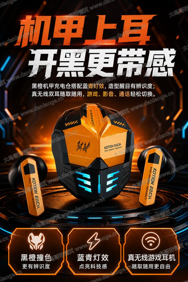 机甲蓝牙耳机 · 方案3电商详情页交付图第6张