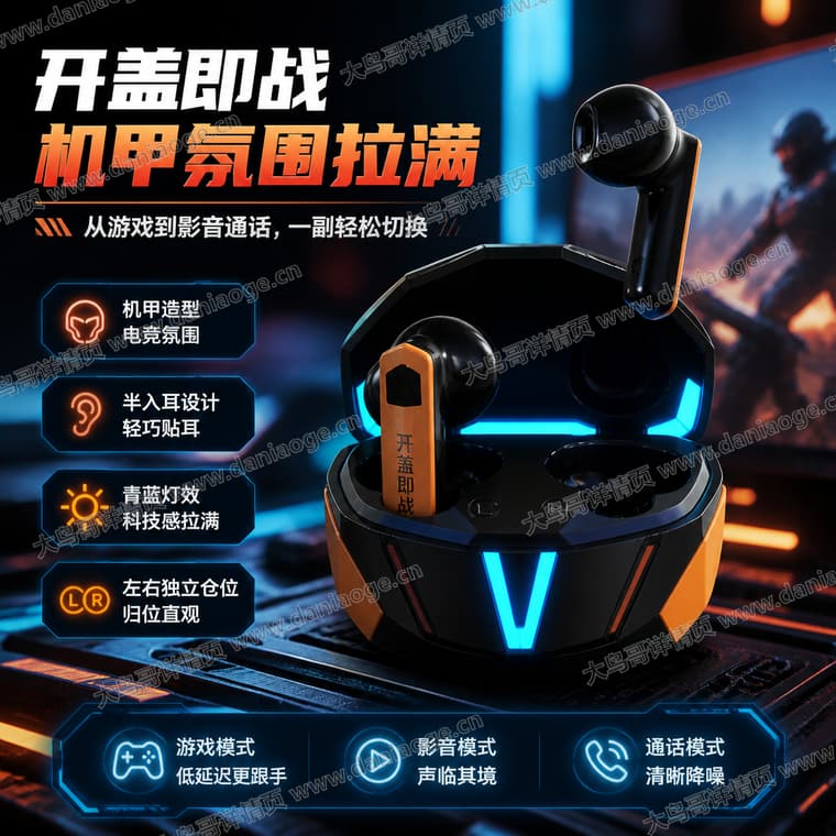 机甲蓝牙耳机 · 方案4电商详情页交付图第1张