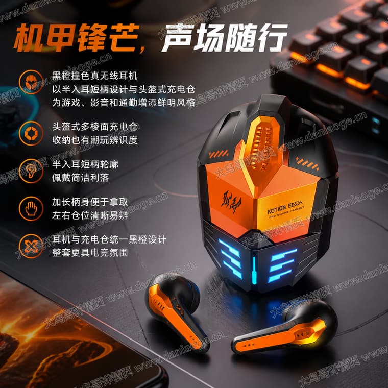 机甲蓝牙耳机 · 方案5电商详情页交付图第3张