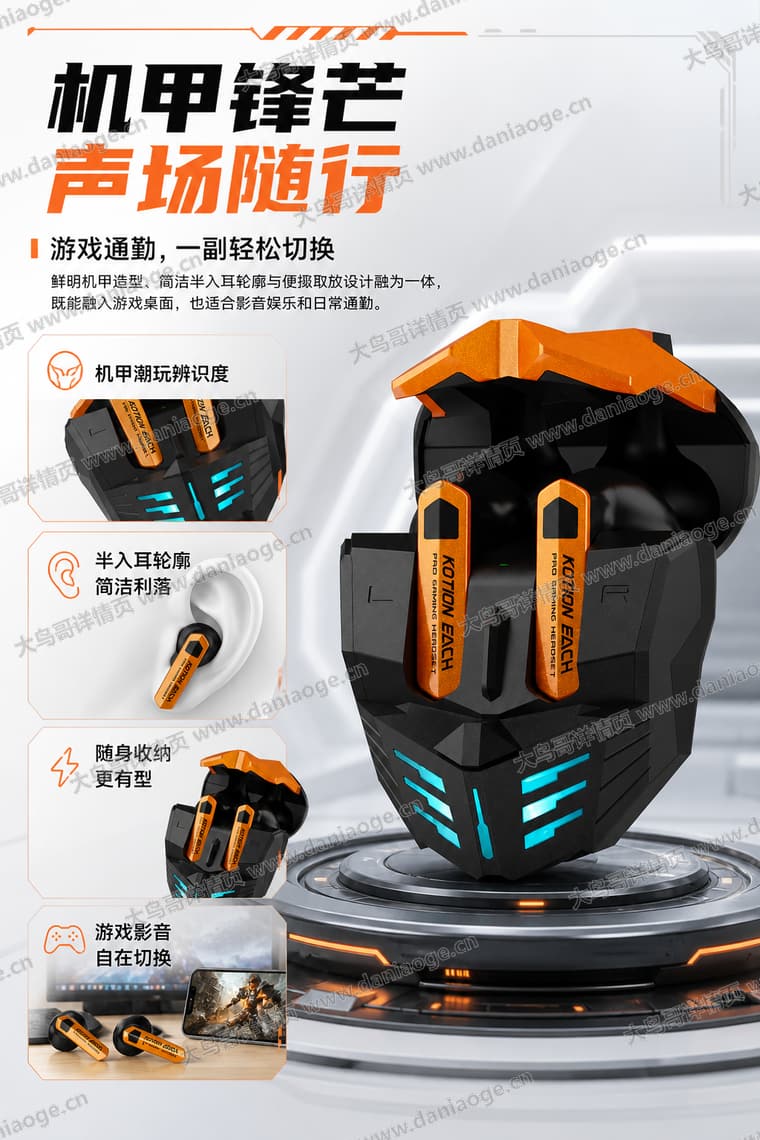机甲蓝牙耳机 · 方案5电商详情页交付图第28张