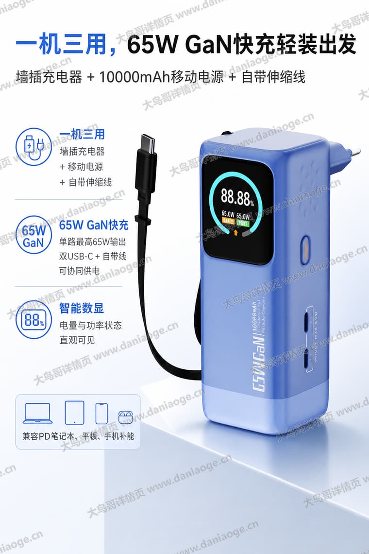 65W 多合一充电器电商详情页交付图第1张