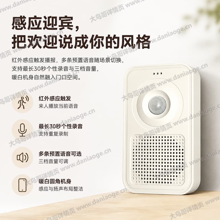 红外感应迎宾门铃 · 方案1电商详情页交付图第1张