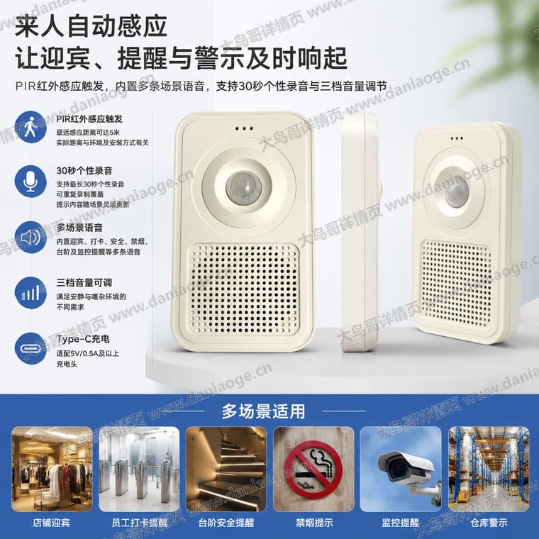 红外感应迎宾门铃 · 方案3电商详情页交付图第2张