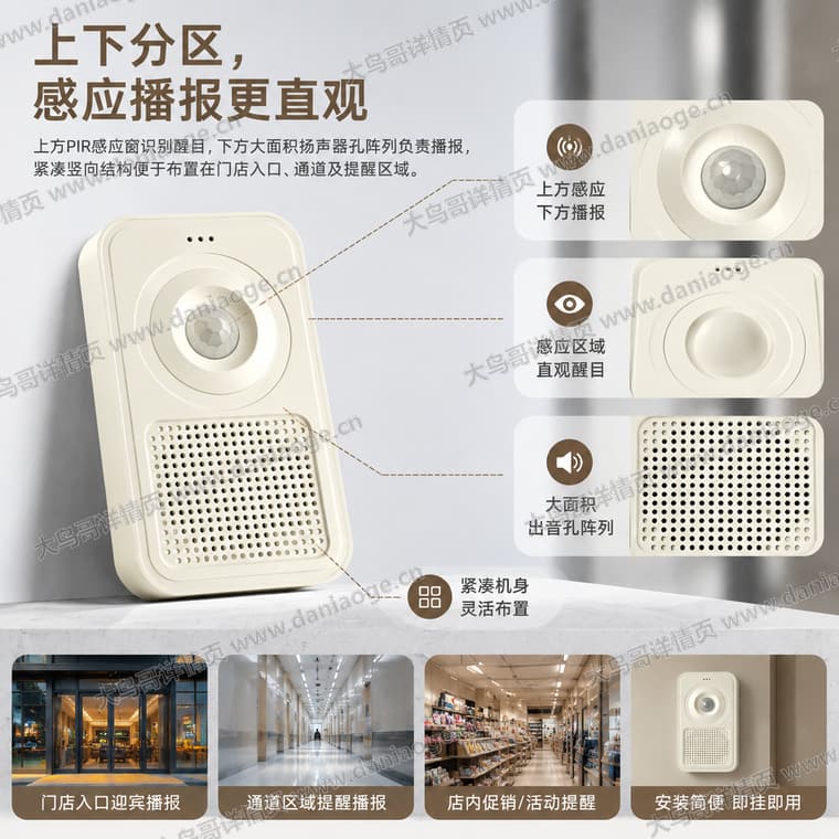 红外感应迎宾门铃 · 方案3电商详情页交付图第11张