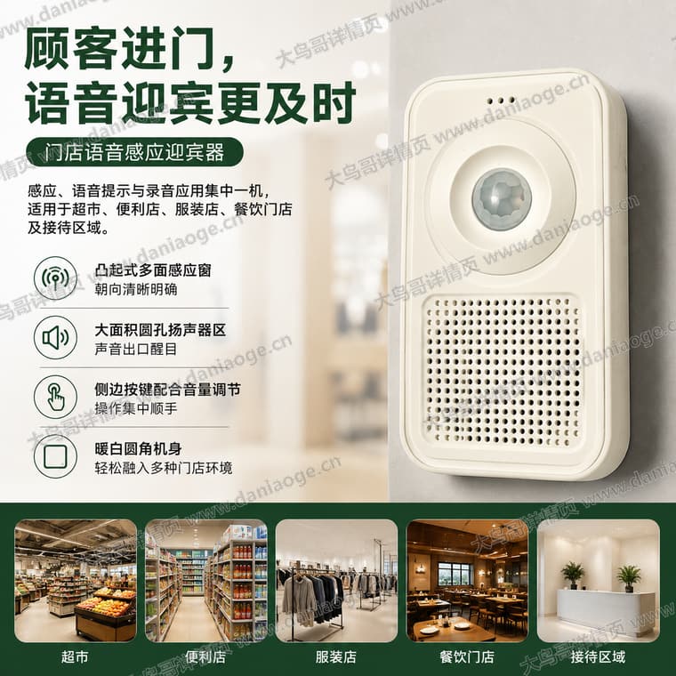 红外感应迎宾门铃 · 方案4电商详情页交付图第1张