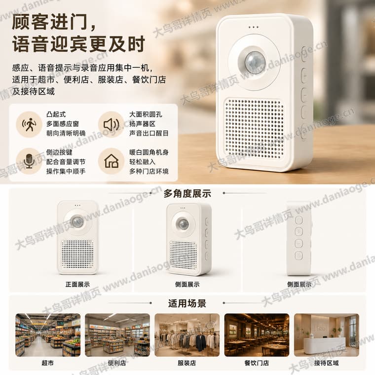 红外感应迎宾门铃 · 方案4电商详情页交付图第2张