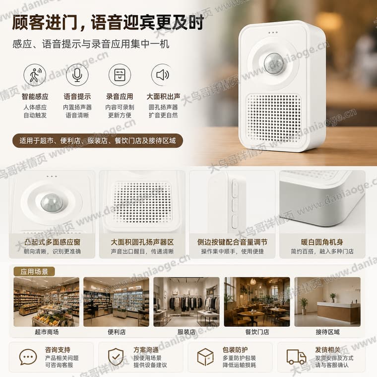 红外感应迎宾门铃 · 方案4电商详情页交付图第5张