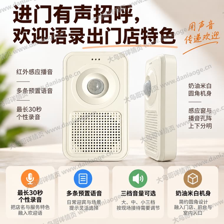 红外感应迎宾门铃 · 方案5电商详情页交付图第2张