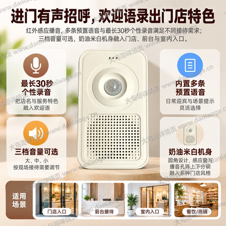 红外感应迎宾门铃 · 方案5电商详情页交付图第3张