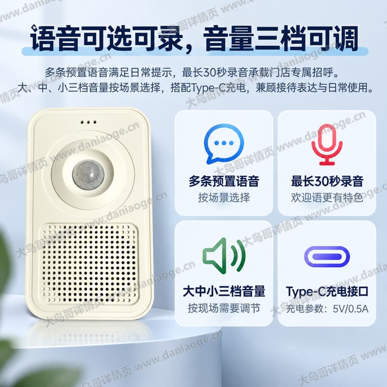 红外感应迎宾门铃 · 方案5电商详情页交付图第8张