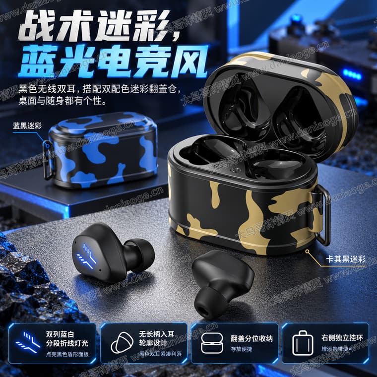 RS2 迷彩电竞蓝牙耳机电商详情页交付图第2张