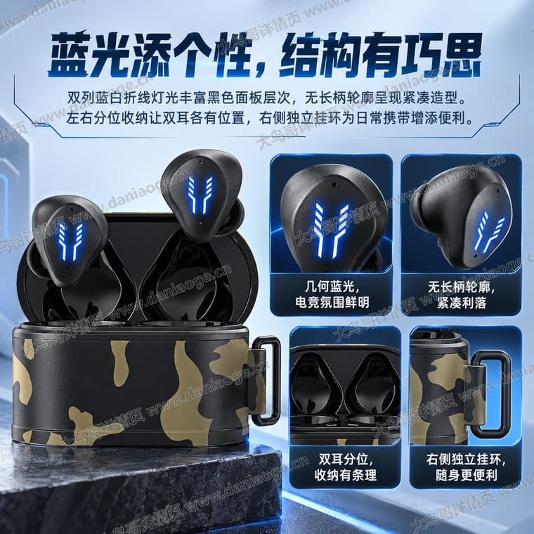 RS2 迷彩电竞蓝牙耳机电商详情页交付图第8张