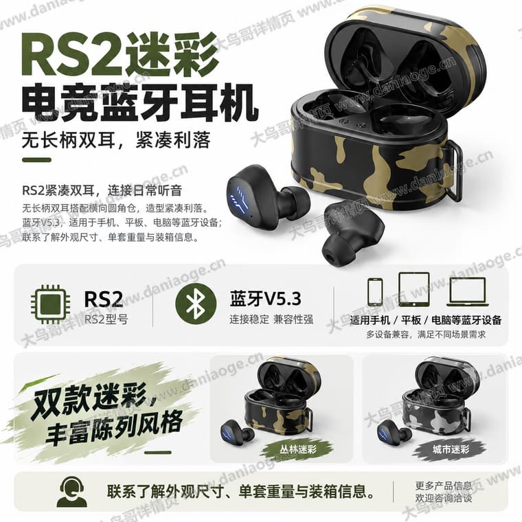 RS2 迷彩电竞蓝牙耳机电商详情页交付图第35张