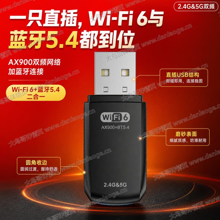 Wi-Fi 6 USB 无线网卡电商详情页交付图第4张