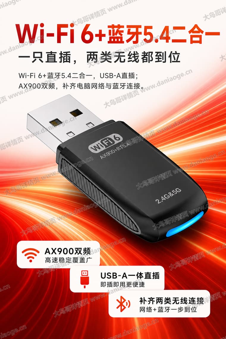 Wi-Fi 6 USB 无线网卡电商详情页交付图第6张