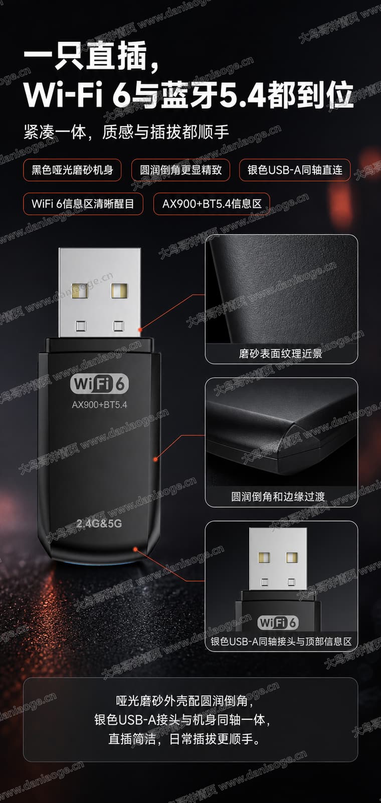 Wi-Fi 6 USB 无线网卡电商详情页交付图第9张
