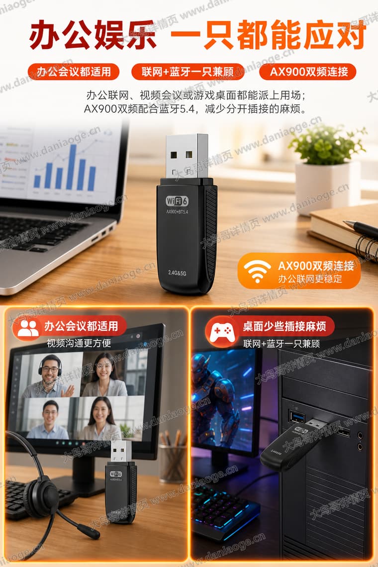 Wi-Fi 6 USB 无线网卡电商详情页交付图第15张